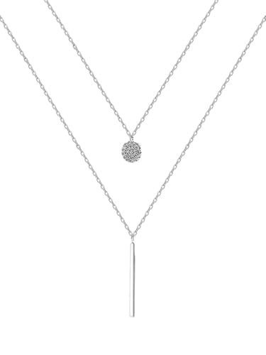 Collier en Y plaqué or 18k pour femme avec barre verticale