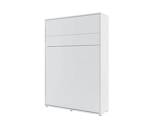 Schrankbett Bed Concept, Wandklappbett mit Lattenrost, V-Bett, Wandbett Bettschrank Schrank mit integriertem Klappbett Funktionsbett (BC-01, 140 x 200 cm, Weiß Hochglanz, Vertical) – Bild 4