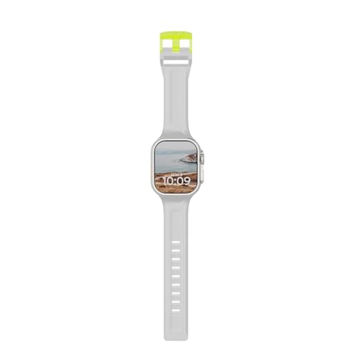 Image of Urban Armor Gear UAG Replacement Watch Strap, Scout Silicone Slim Watch Band Designed for Apple Watch (49mm /45mm /44mm /42mm) (Series 4-11 /Ultra 3 /2 /Ultra /SE /SE2) (Watch NOT Included) -Smoke /Active Neon