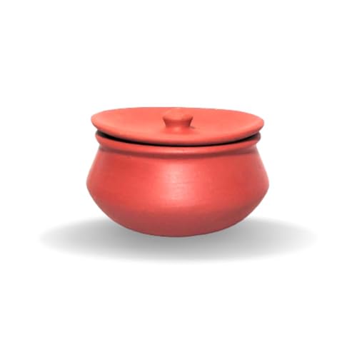 Terracotta Clay Pot with Lid for curd, yogurt bowl | Mitti Dahi Handi, Earthenware, Brown (500 ML)