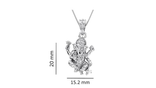 Image of Akshat Sapphire Sterling Silver (92.5% purity) God Ganesha Chain Pendant for Men & Women Pure Silver Lord Ganapathy Chain Locket