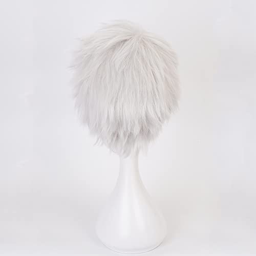 Kalim Al Asim Unisex Cosplay Perucas Anime Twisted-Wonderland Curto Ondulado Cinza Estilo Bob Resist