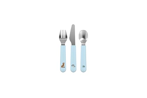 Mepal, Set de cubiertos infantiles de 3 piezas Mio Little Dutch, Cubiertos infantiles, Set de cubiertos con tenedor, cuchillo y cuchara para niños, Apto para lavavajillas, Forest Friends