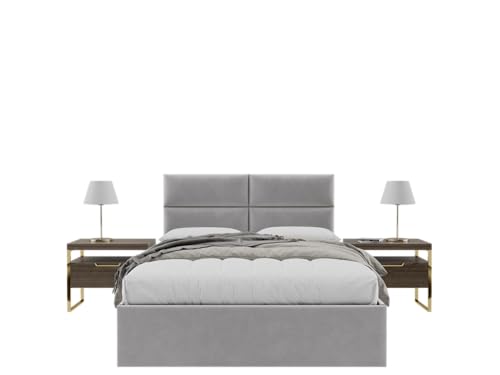 Vänt Upholstered Wall Panels - Queen/Full Size Wall Mounted Velvet Headboards - Velvet Platinum Grey - Set of 4 Panels (Each Individual Panel 30"x11.5")