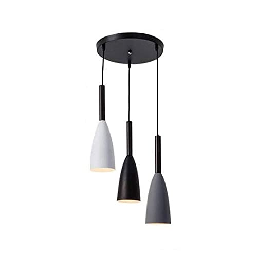 Lámpara de techo colgante moderna 3 en 1 Macaron de aluminio y madera para comedor