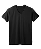 [ニッセン] インナーシャツ メンズ 【phiten（ファイテン）】 吸汗速乾ストレッチVネック半袖インナー 黒 3L