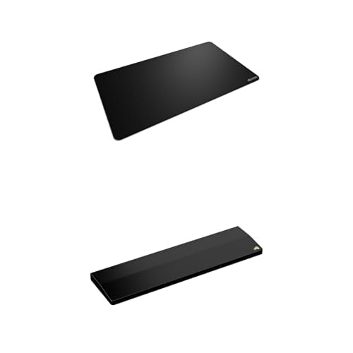 GLORIOUS Bundle of Alfombrilla de Tela Gaming Bordes Cosidos XL Extended (Negro) Reposamuñecas de Madera Fresno Blanco Antisudor Jugar TKL (Onyx)