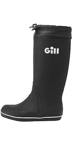 Gill Tall Yachting Boots - Non-Slip & 100% Rubber for Cruising, Sailing, Fishing - Black Size 5.5