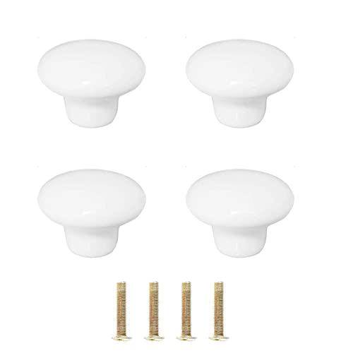 ShipeeKin Lot de 4 boutons de porte ronds en céramique Blanc 32 mm Cover