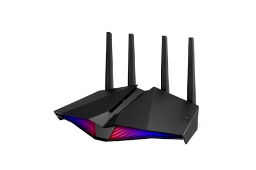 ASUS DSL-AX82U - Modem-routeur Wi-FI 6 AX5400 Double Bande xDSL, ASUS Aura RGB, AiProtection Pro, AiMesh, Gear Accelerator, Adaptive QoS et redirection des Ports accélérateur de Jeux WTFast Noir