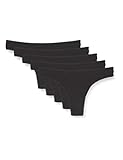Zierkante mit Wellenmuster Amazon-Marke: Iris & Lilly Damen Tanga aus Baumwolle, 5er-Pack, Schwarz (Schwarz), XL, Label: XL