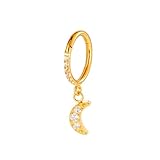 1 piercing de titanio F136 para la nariz y el cuerpo, joyería para mujer, aro con estrella y circonita cúbica, 1.2x8mm, Metal, Circonita cúbica