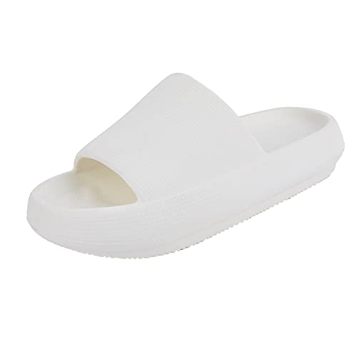 Shenduo Slide Sandales Femme, Dame Douche Chaussures Antidérapant Semelles Épaisses Confort D90111 Blanc 39/40 Cover