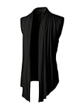 GORGLITTER Men's Lightweight Shawl Collar Sleeveless Cardigan Open Front Long Length Drape Cape Black Small