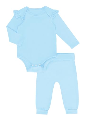 Haloumoning Baby Girl Clothes Outfits Cute Baby Ruffle Romper and Pants Clothing Sets 6M-5T