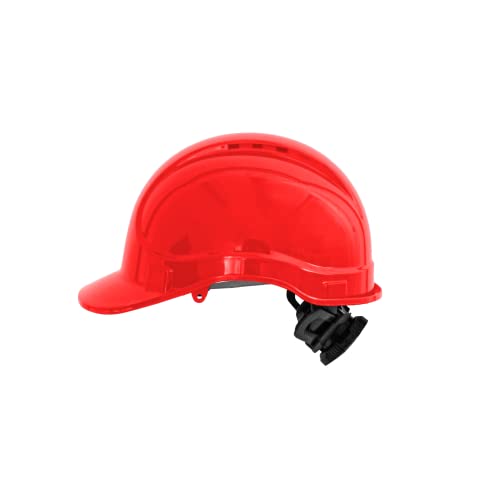 Irudek STILO 300V Rojo – Casco de Seguridad ventilado en ABS, Aislamiento eléctrico 1000 V c.a. / 1500 V c.c., arnés 6 Puntos con Ruleta, EN 397 / EN 50365, Talla 52-66 cm