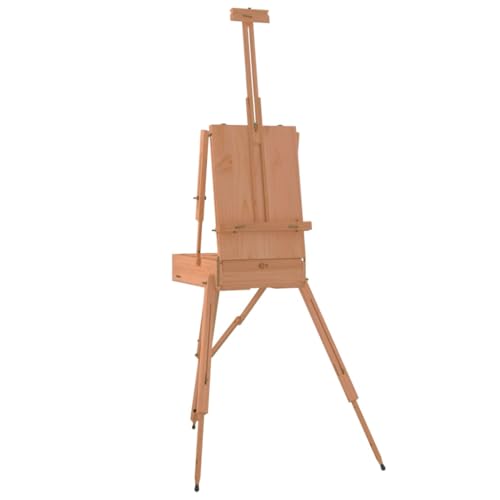 Caballete de madera de haya maciza, 81 x 121 x 173 cm, caballete para lienzos de hasta 86 cm de altura, soporte de pintura ajustable en altura para artistas, aficiones y presentaciones