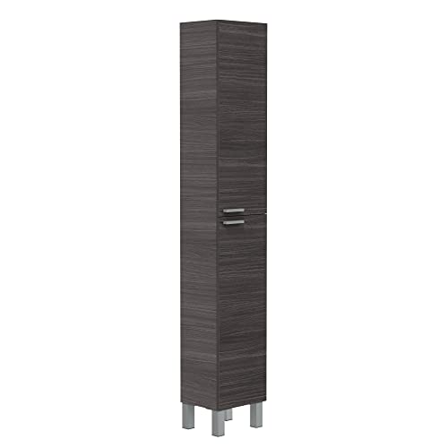 HOMN LIVING Armario de baño Levis 2 Puertas, Acabado en Color Gris Ceniza, 30 cm (Ancho) x 25 cm (Fondo) x 182 cm (Alto)