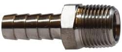 MIDLAND INDUSTRIES 32018SS Straight Adapter, 1/2-in Hose Barbed x 3/4-in MIP, Stainless Steel