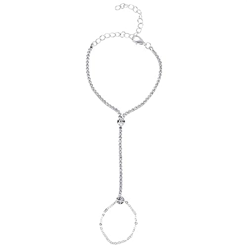 AQUASTREET Silver Chain Ring Bracelet with Multi coloured Stones for Women and Girls (Silver Hand Harness Bracelet with multi coloured Stones) - Silver (B0C9CMQCXN) Amazon Price History, Amazon Price Tracker