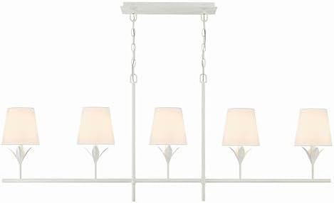 Crystorama Broche 5 Light Matte White Linear Chandelier