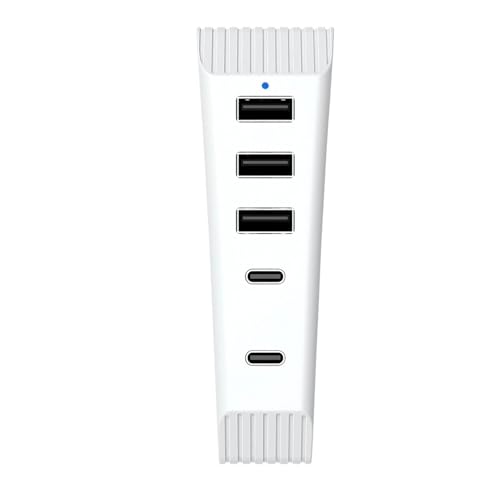 Hub USB 5 en 1 blanco amplía los puertos de tu consola para conectar todos tus accesorios