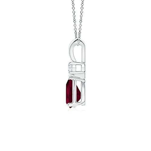 Angara Natural Ruby Teardrop Pendant Necklace With Diamond In Sterling Silver For Women, Girls With 18" Chain (7X5Mm Weight-0.8Ct) | July Birthstone Jewelry Gift For Her | Wedding Anniversary #TOP1