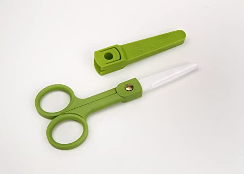 DAUMKINO® 1 Stück Keramikschere 2" Farbe Grün, Abgerundete Spitzen, Schutzhülle Cover