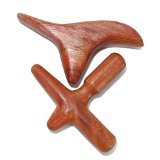 Set 2 Pcs. Thai Traditional Reflexology Hand & Foot Massage Tool : X -Shape Massager + Wing -Shape Massager Press Point Red Wood