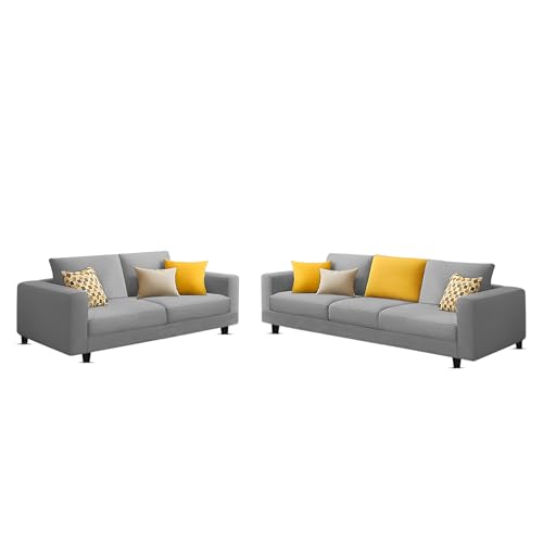 Image of Galib 3+2 Seater Sofa Set for Living Room (Grey Fabric) Premium Fabric Sofa Set