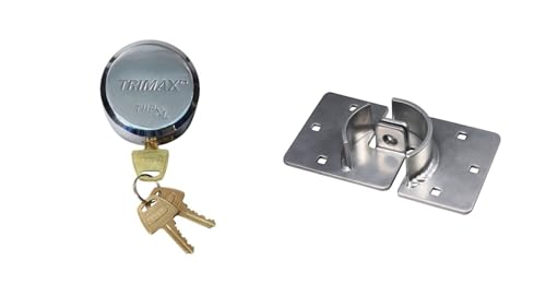 Image of Trimax Pair of Trailer Door Hasps and Pair of Internal Shackle Door Locks | Ultimate Hasp Security | Re-Keyable | Universal Fit | THSP2C THPXL