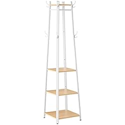 Jysk Perchero De Pie VASAGLE Perchero, Perchero de Pie con 8 Ganchos Dobles, 4 Estantes, Barra de Ropa, con Marco de Metal, para Chaquetas, Bolsos, para Entrada, Dormitorio, Color Roble y Blanco LCR080W09