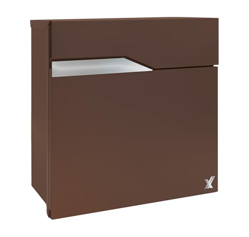 ALUBOX NETTUNO Cassetta Postale Da Esterno Moderna Con VANO XL PER PACCHI DI PICCOLE E MEDIE DIMENSIONI 37x37x11 CM Cassetta Posta Con Portanome da Incedere (RUGGINE)