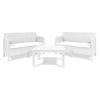 Set Giardino Matilde - 2 Poltrone + Tavolino In Effetto Rattan Bianco - Foto 7