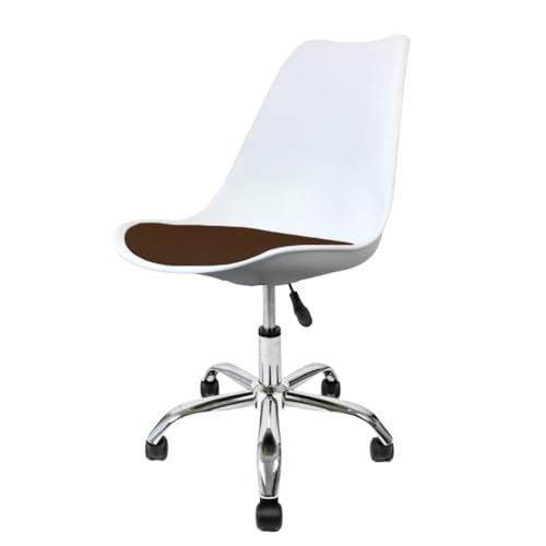 Image of Amazon Brand - Umi Height-Adjustable Modern Revolving Rotary Arm Office Study Desk Chair - Ideal for Spa, Bar, Home - White & Brown Color