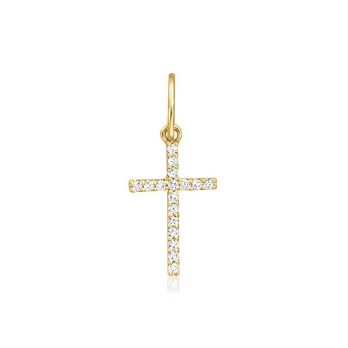 Pure Collection by Ross-Simons 0.10 ct. t.w. Diamond Cross Charm in 14kt Yellow Gold