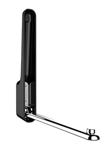 WENKO Crochet rabattable Premium OMEGA noir nuit - Crochet mural, crochet portemanteau, Plastique (ABS), 2.5 x 18 x 3.5 cm, Noir