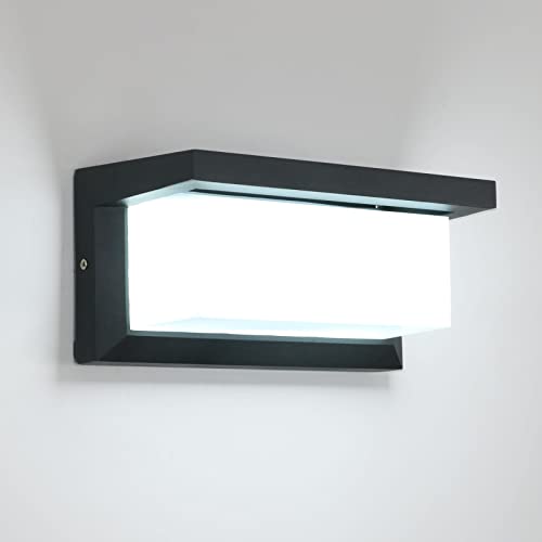 Pheashine Apliques Pared LED Exterior, 18W IP65 Impermeable Aplique pared Exterior,Moderno Lampara Led Exterior para Terraza Balcón Patio Jardín Porche, Blanco Frío 6500K