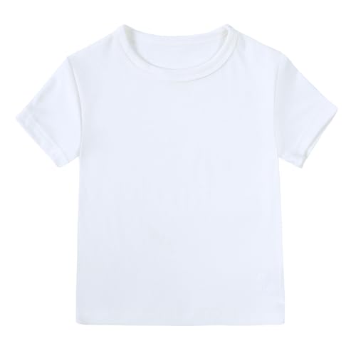 Image of Kids Tales Little Boys Girls Solid Color Short Sleeve Pullover T-Shirt