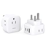 2 Pack US to India Plug Adapter, Type D Travel Adapter with 3 Outlets 3 USB Charger (2 USB C Ports), India Power Adapter Converter for USA to India, Bangladesh, Maldives, Pakistan, Nepal, Sudan