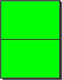 200 Label Outfitters Half Sheet Fluorescent Neon Green Labels, 8-1/2 x 5-1/2 inches for Laser Printers Only