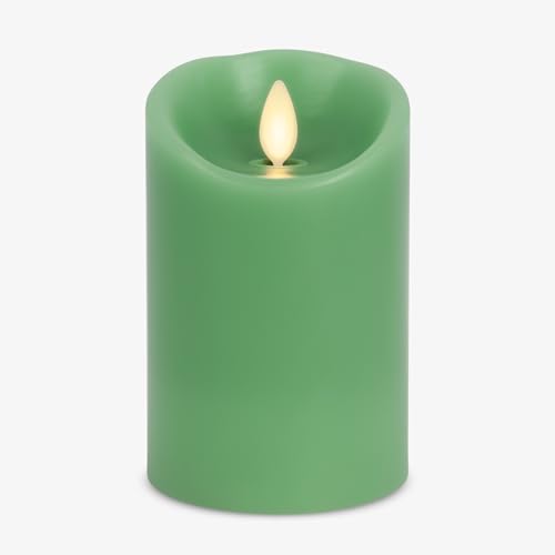 Image of Luminara Flameless LED Battery Operated Flickering Pillar Moving Flame Candles (Vibrant Green, 3 inch x 4.5 inch)