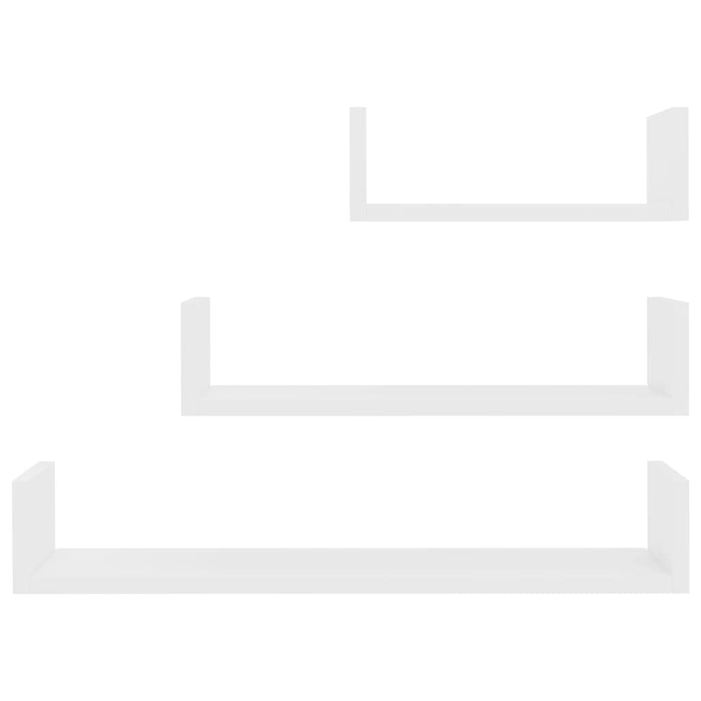 FIRBNUS 3 Piezas Estantes de Pared de Madera Contrachapada Diseño en Forma U Estantes de Wall Estante de Exhibición Suspendidas de Tablero Blanco Ideal para Hogar Oficina Dormitorio