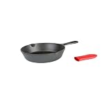 Lodge Cast Iron Skillet with Mini Silicone Handle Holder, 8 Inches