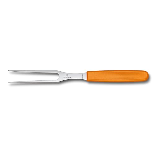 Victorinox Swiss Classic, Profi Tranchiergabel, Extra Scharfe Klinge, 15 cm, Robuster Kunststoffgriff, Rostfreier Stahl, orange