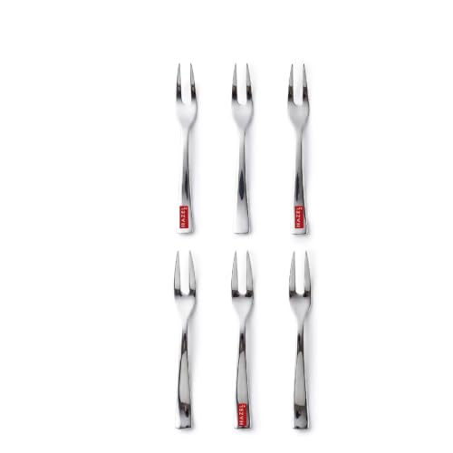 Image of HAZEL Stainless Steel Fruit Fork Set of 6 Dessert Forks for Snacks