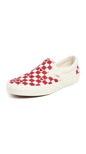 Vans Classic Slip On Sneakers, Checkerboard Hearts Racing Red, 8 US Women/6.5 US Men