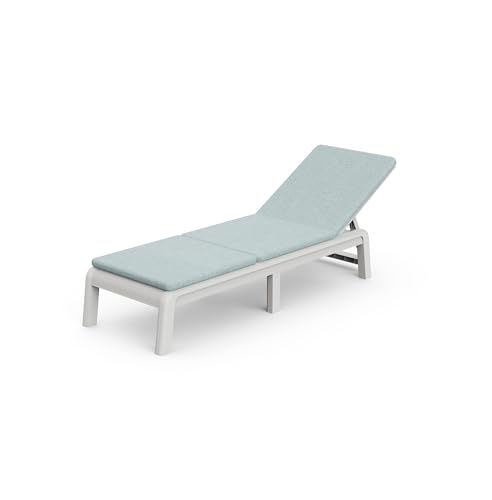Keter Palma Tumbona de Jardín Plegable con cojín Incluido, para Exterior terrazas, Patios, Jardines, 4 Posiciones, Color Blanco