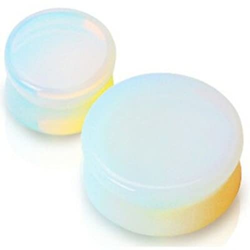 Pair (2PCS) OPALITE STONE PLUGS Double Flare Gauges Ear Moonstone Tunnels 9264