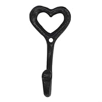 Homeponnew Heart Shaped Wall Mounted Coat Hooks, Vintage Shabby Chic Style for Bathroom Kitchen Bedroom, Heavy Duty Cast Iron Towel Clothing Key Hanger, Easy Installation 12 * 4.2 * 5.5cm(1pcs)
